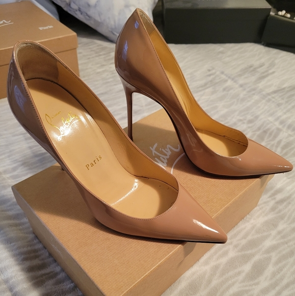 Christian Lou Boutin Decollete 554 100 Patent in Nude size 38. - Picture 4 of 12